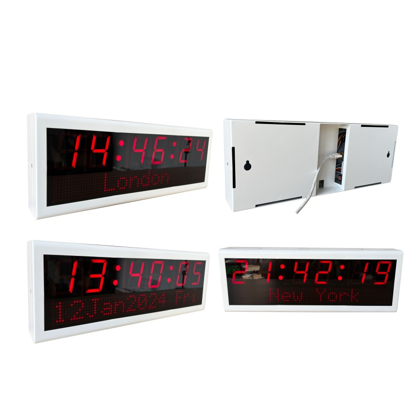 Network-synchronized PoE digital wall clock