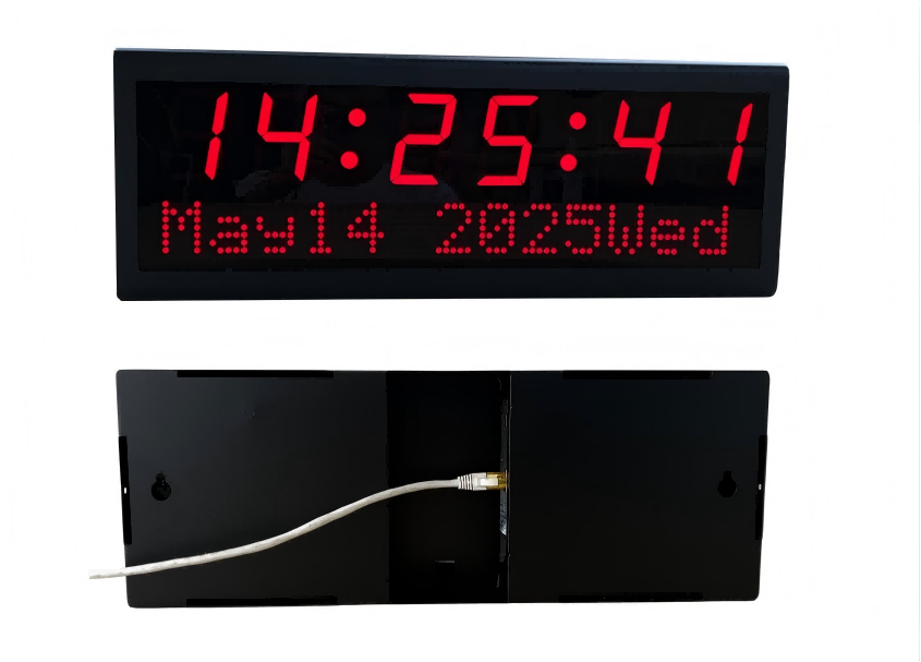 Black Automatic DST Reset PoE Digital Clock